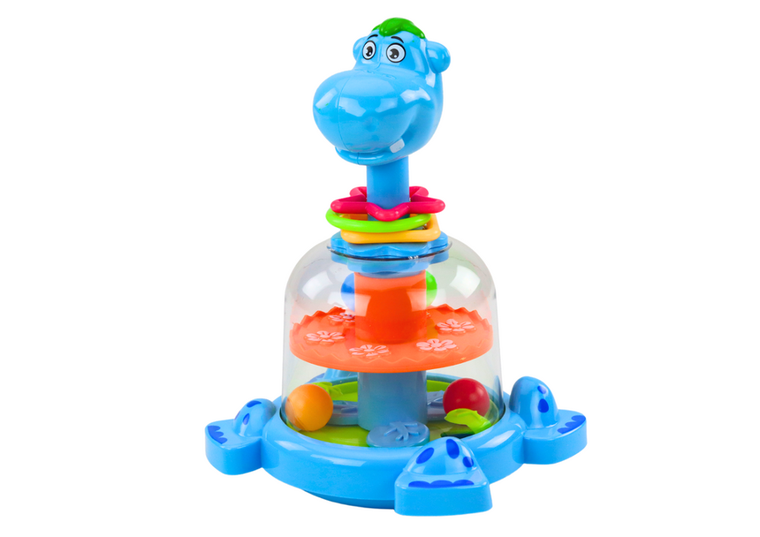 Lean Toys, дзига з кульками, бегемот, синій 7834407 фото