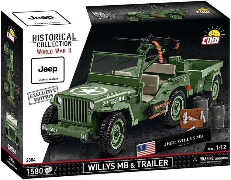 Cobi, історична колекція Другої світової війни, Willys MB & Trailer, блоки, 1580 елементів 7985883 фото