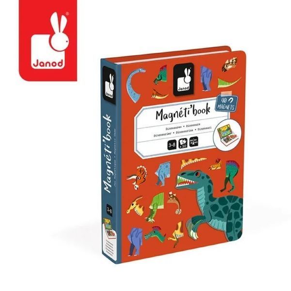 Janod, Magneti'book, динозаври, магнітна головоломка 6869641 фото