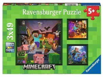 Ravensburger, Minecraft, Puzzle, 3x49 елементи 7126470 фото
