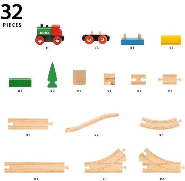 Бріо, поїзд, дерев'яний набір 32 шт 7511282 фото