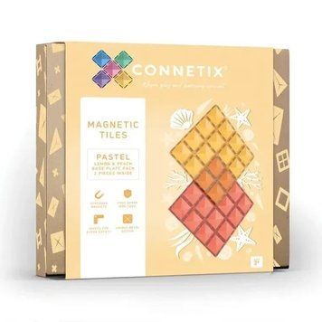 Connetix, Pastel Base Plate Pack, лимон і персик, магнітні блоки, 2 елементи 8031987 фото