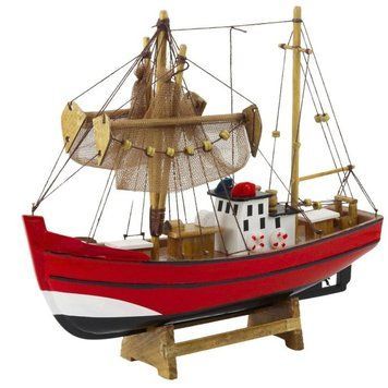 Lean Toys, Декоративная рыбацкая лодка, корабль, красный, 30x26 см 8115387 фото