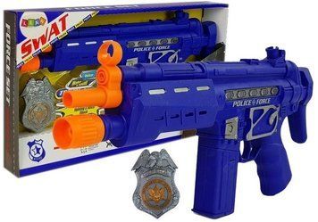 Lean Toys, полицейский пистолет со знаком шерифа, со звуковыми и легкими эффектами, 37 см 7778237 фото