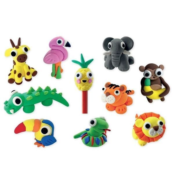 Floss & Rock, Clay & Play, Jungle, набір із самозаугінною глиною, 10 кольорами 8100667 фото