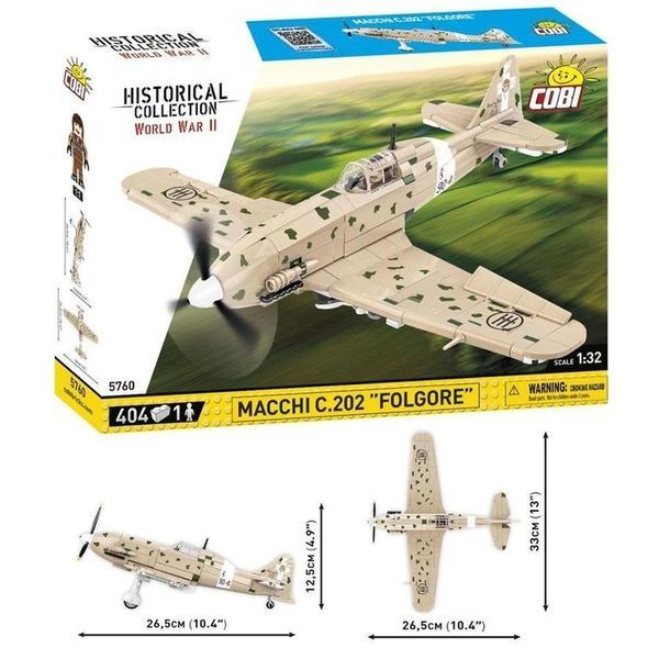 Cobi, історична колекція Другої світової війни, MacCHI C.202 "Фолгор", блоки, 404 елементи 7988089 фото