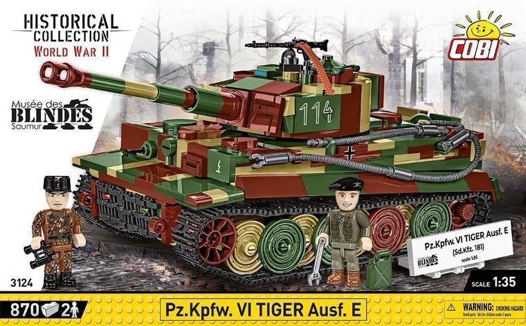 Cobi, історична колекція Другої світової війни, PZ.KPFW. VI TIGER AUSF. E, блоки, 870 елементів 7948190 фото