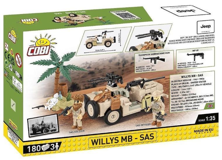 Cobi, Историческая коллекция Второй мировой войны, Willys MB SAS, блоки, 180 элементов 7988526 фото