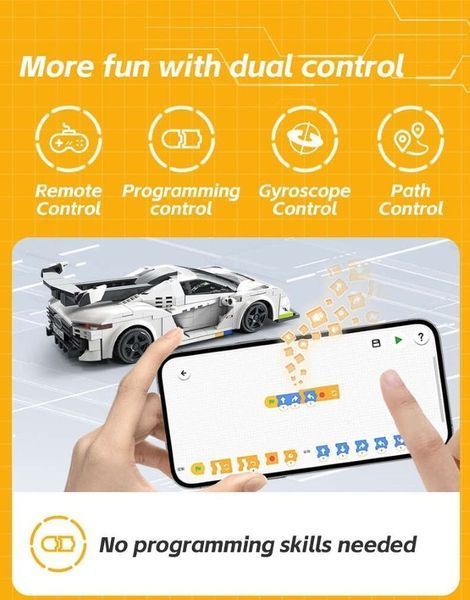 Cada, Fantasma Race Car, транспортное средство с дистанционно управляемым, двойной режим, белый, 1: 20, 22 см, 322 элементы 7780748 фото