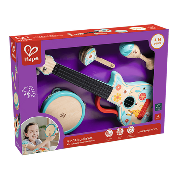 Hape, 4in1 музыкальный набор, деревянная игрушка 7697236 фото