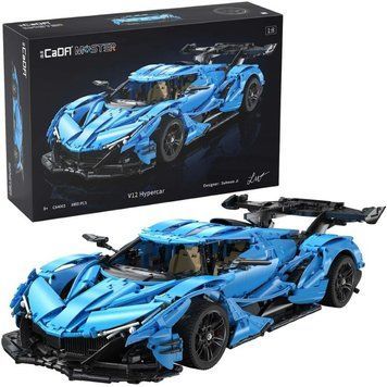 Cada, V12 Hypercar, гоночный автомобиль, синий, 1: 8, 60 см, 3865 элементов 7780755 фото