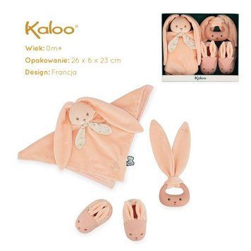 Kaloo, Lapinoo, Rabbit, подарочный набор 3в1: одеяло+прорезыватель+обувь, персиковый 7876092 фото
