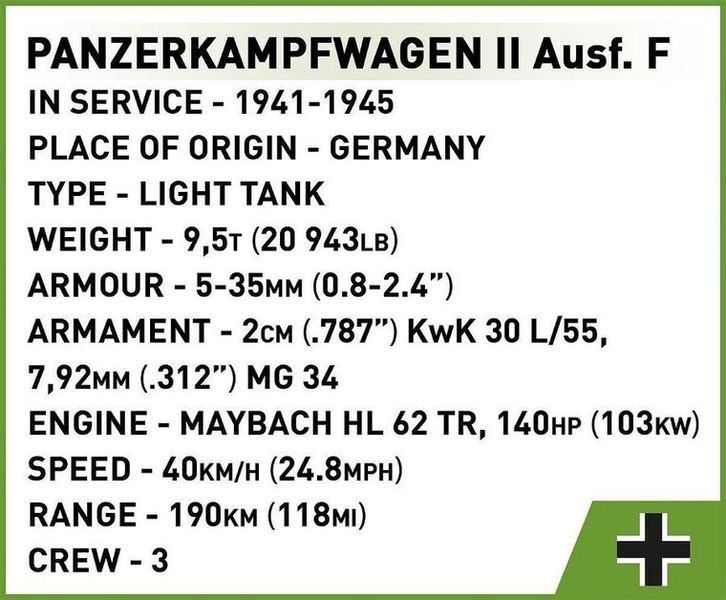 Cobi, Историческая коллекция WWII, Panzerkampfwagen II Танк, блоки, 813 Элементы 7914156 фото