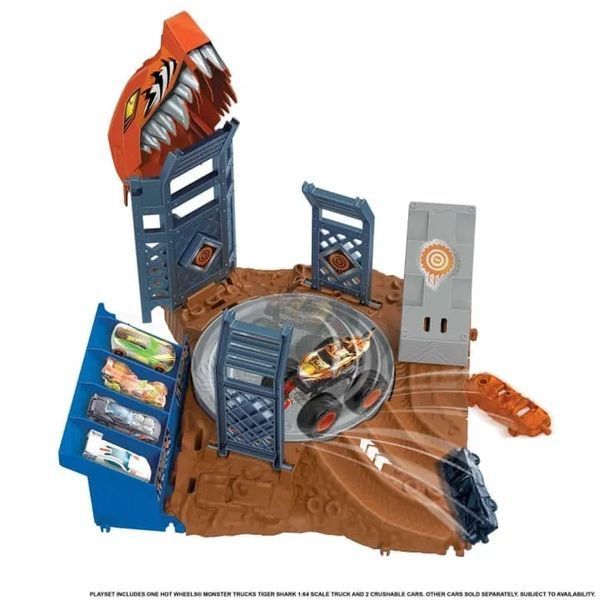 Гарячі колеса, Monster Trucks Arena Smashers, Tiger Shark, Crazy Demolka, Play Kit 7436760 фото