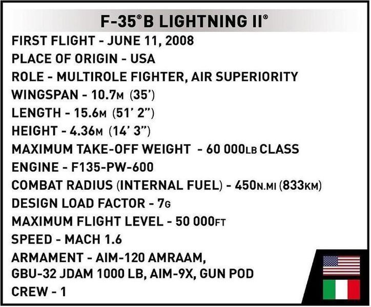 Cobi, вооруженные силы, F-35B Stovl Lightning II, блоки, 610 элементы 7933533 фото
