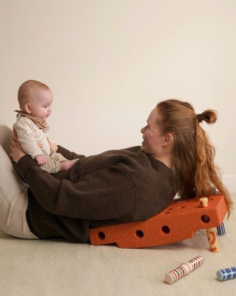 Modu, Baby Activity Set, набор блоков активации с функцией катания, ярко-оранжевый/пыльно-зеленый 7869673 фото