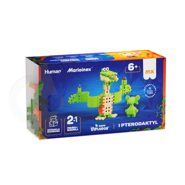 Marioinex, Mini Waffle, DLOK Diplodok и птеродактиль, строительные блоки, 60 элементов 7852405 фото