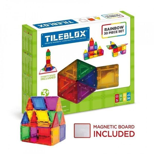 Tileleblox, радужный набор, магнитные блоки с платой, 30 элементов 7914163 фото
