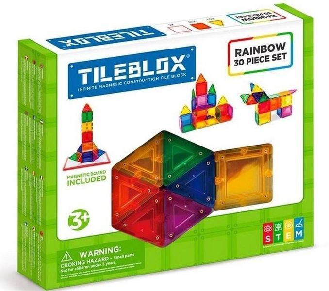 Tileleblox, радужный набор, магнитные блоки с платой, 30 элементов 7914163 фото