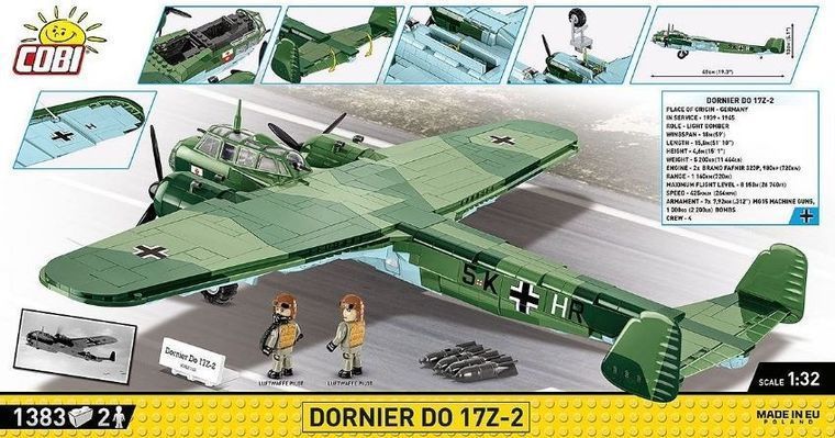 Cobi, историческая коллекция Второй мировой войны, Dornier до 17Z-2, 1: 32, блоки, 1383 Элементы 7661569 фото