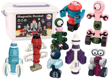 Lean Toys, Magnetic Rocket, Space Rocket Set, магнитные блоки, 56 элементов, 1 шт. 8056949 фото
