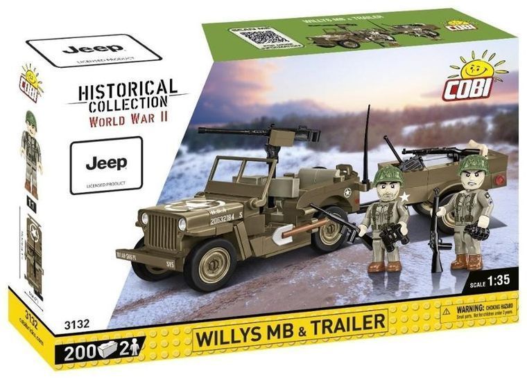 COBI, Историческая коллекция Второй мировой войны, Willys MB & Trailer, блоки, 200 элементов 8007406 фото
