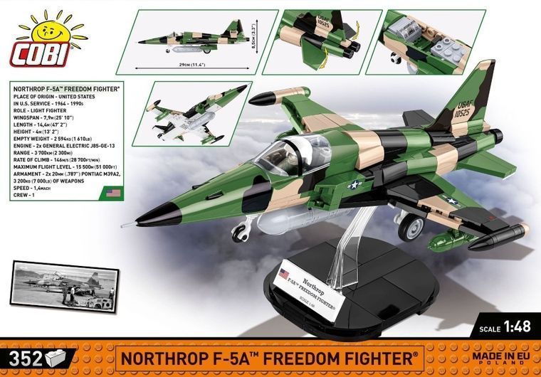 Cobi, Историческая коллекция Вьетнамская война, Northrop F-5A Freedom Fighter, блоки, 1: 48, 352 Элементы 7730653 фото