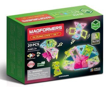 Magformers, светящиеся ремесла, магнитные блоки, 20 элементов 7914176 фото