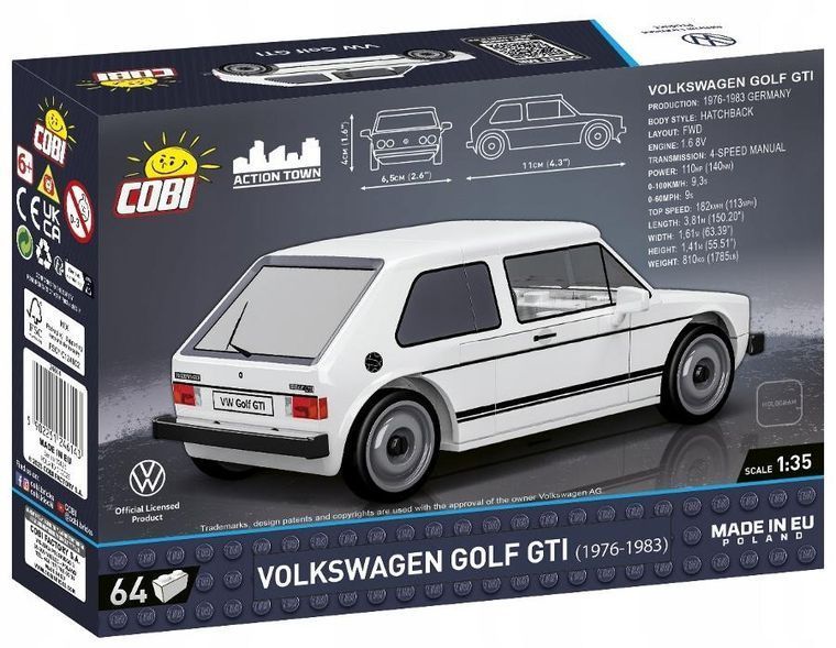 Cobi, Cars, Volkswagen Golf (1976-1983), блоки, 64 элемента 8010129 фото